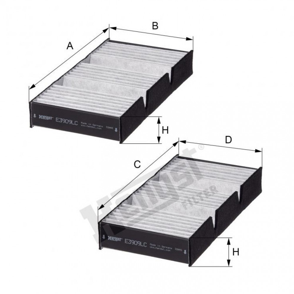 Филтър купе с активен въглен HENGST E3909LC-2