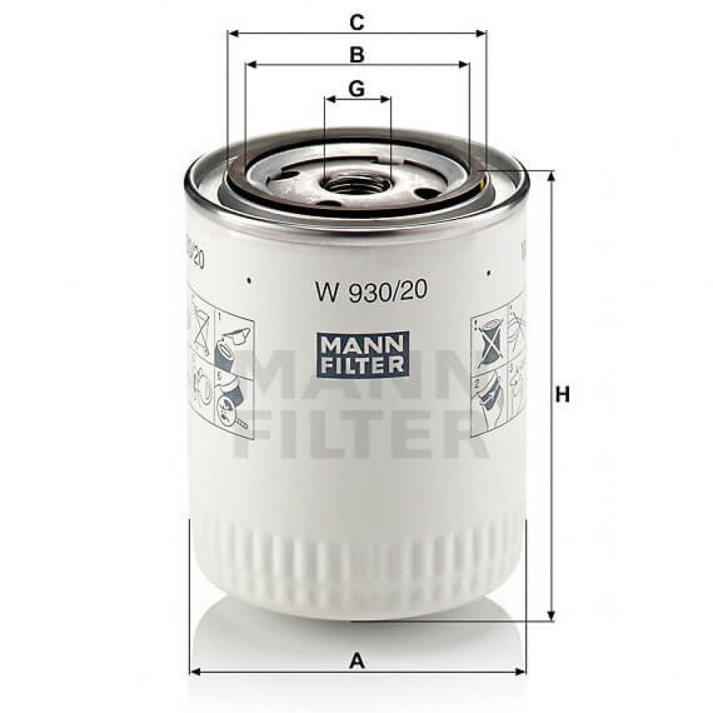 Маслен филтър Mann-Filter W 930/20