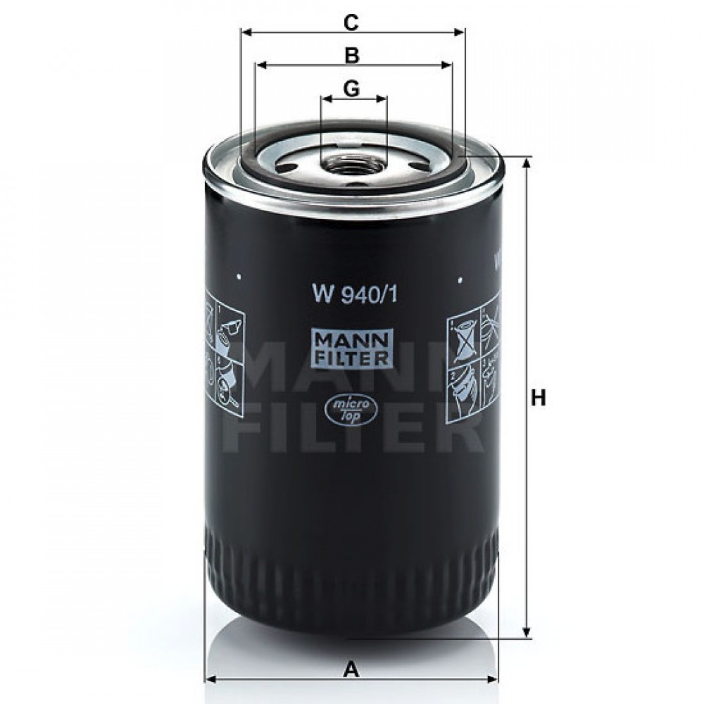 Маслен филтър Mann-Filter W 940/1
