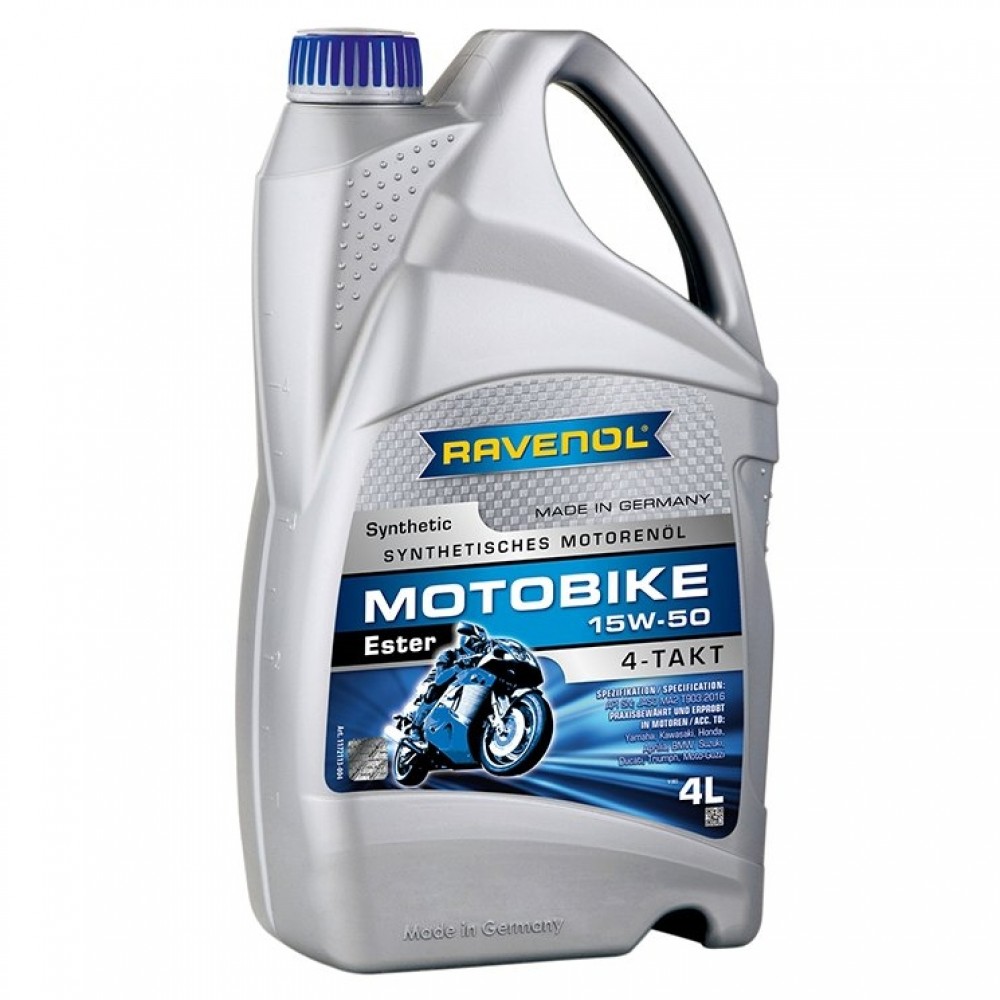 Масло RAVENOL Motobike 4-T Ester 15W-50 - 4 Литра