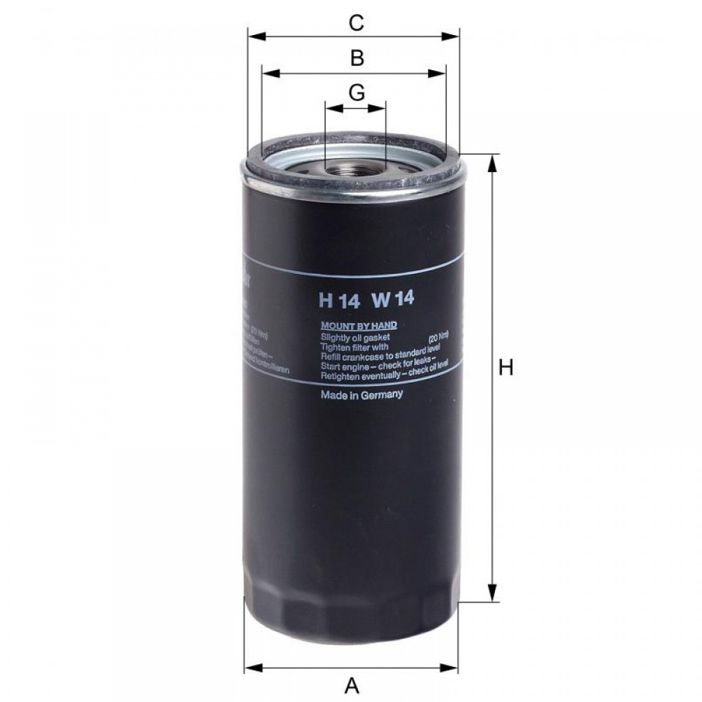 Маслен филтър HENGST H14W14
